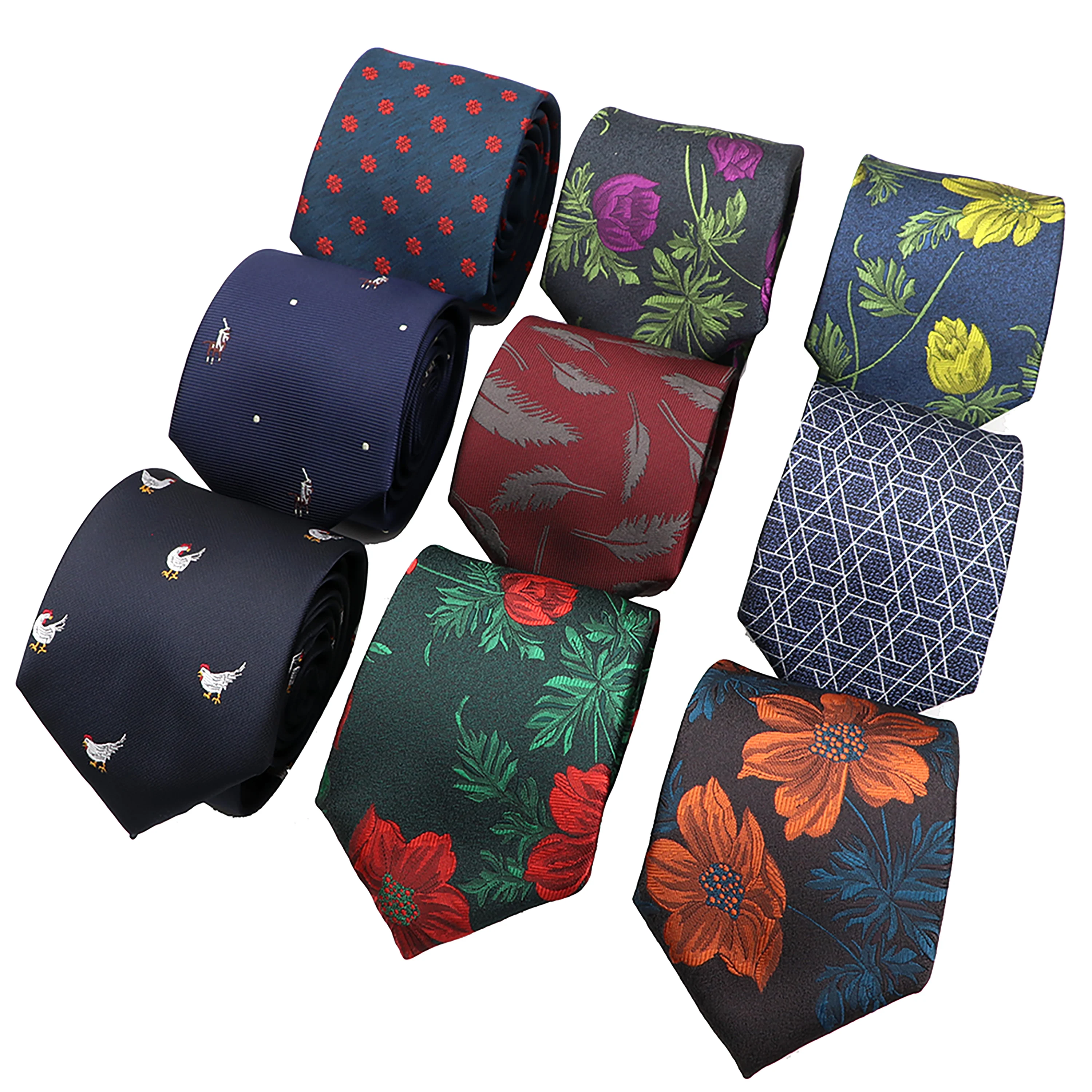 Classic 7cm Polyester Tie Fashion Floral Pattern Necktie Birthday Wedding Party Decoration Clothing Accessories