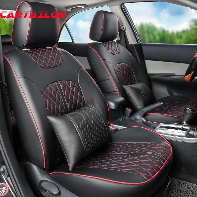 

CARTAILOR Car Seats Cushion for Cadillac SRX Seat Cover Set Black PU Leather Seat Covers Automotives Protectors Accessories Set