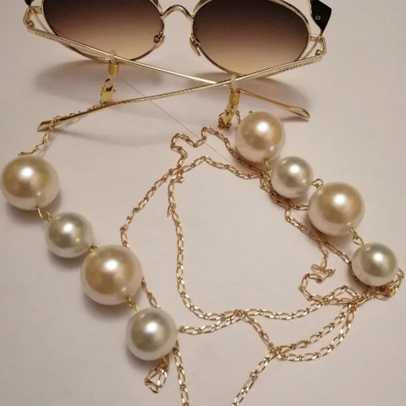 2021 Face Cover Mask Chain Large Pearl Acrylic Lanyard Glasses Lanyard Necklace for Women Long Chain Strap Holder