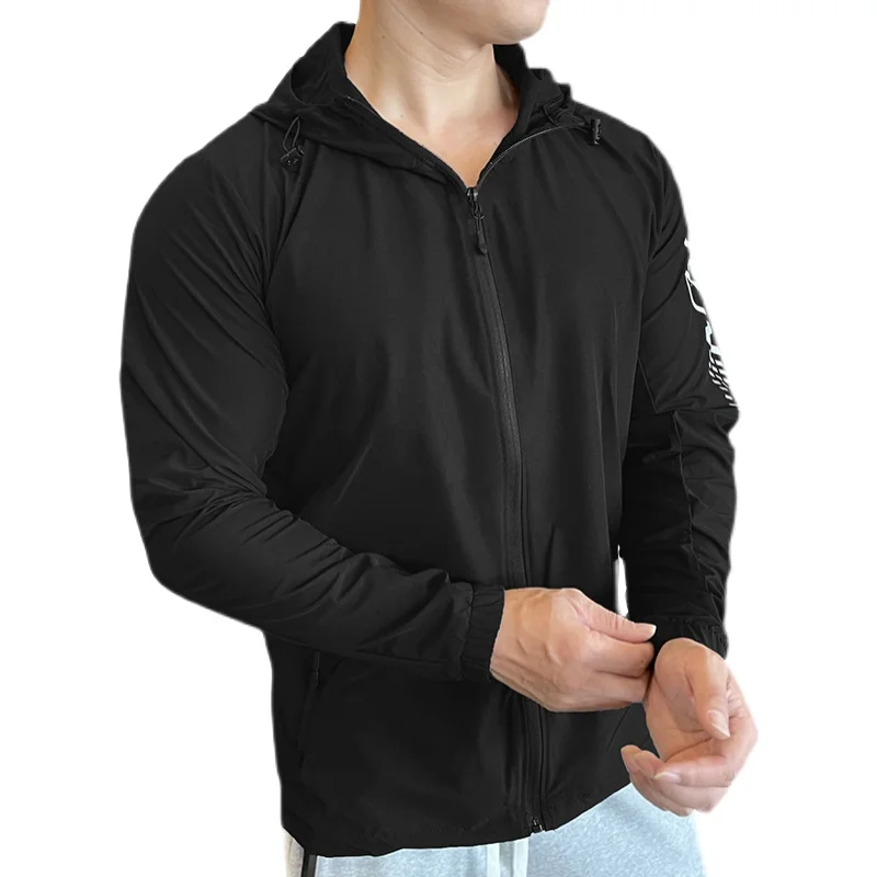 Autumn Hoodies Sport Shirt Men Zipper Running Jackets spandex Fitness Gym outdoor Sports climbing Clothing Sport Top Sportswear