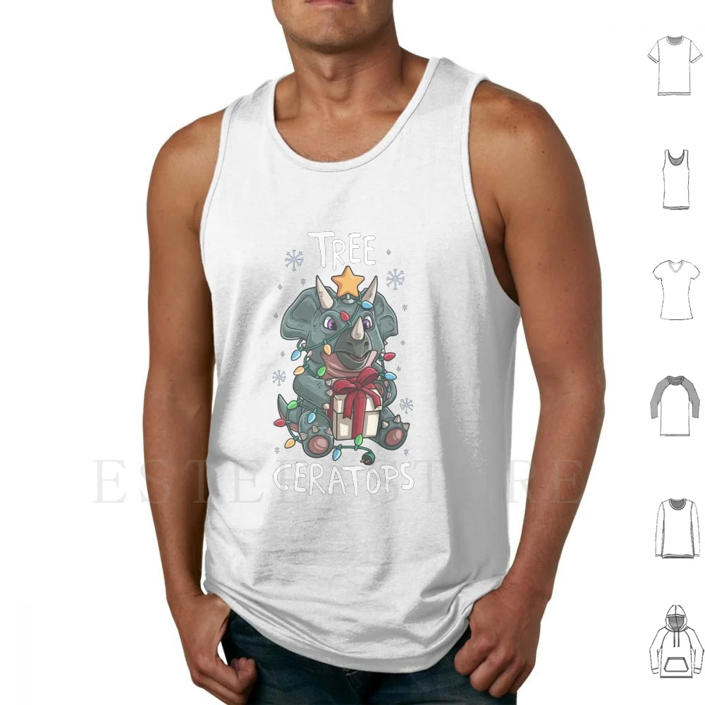 Tree Ceratops Cute Triceratops Dinosaur Christmas Tree Lights Star Tank Tops Vest Tree Ceratops Triceratops Dino Dinosaur