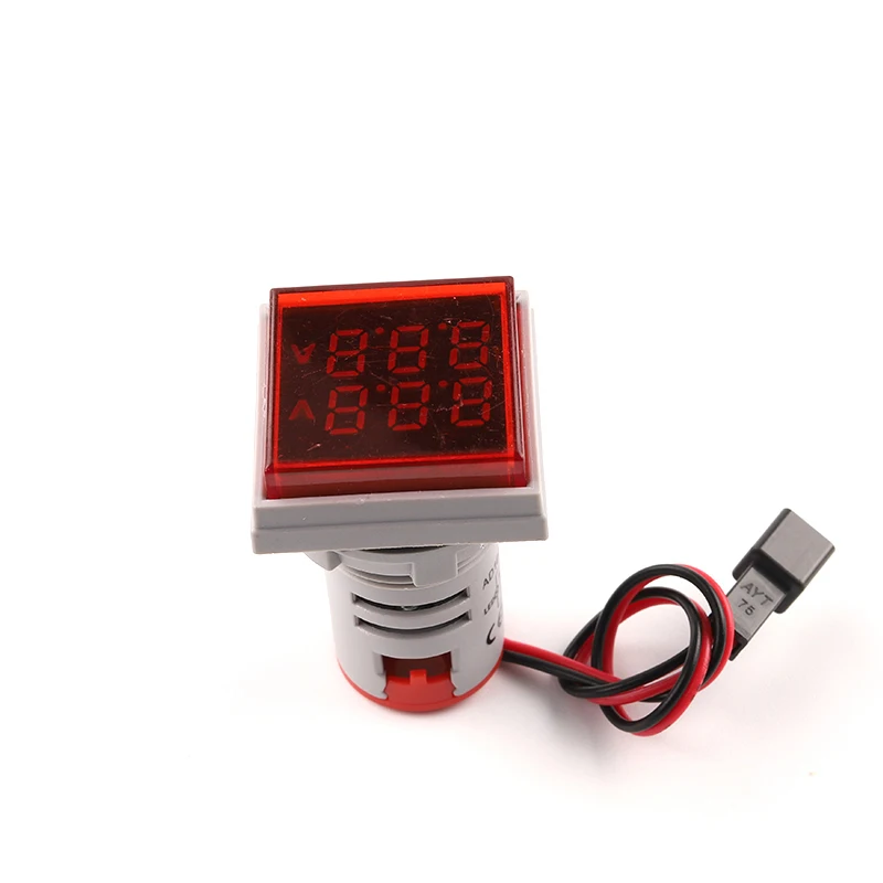 22mm Mini Round Square LED doppio Display AC Volt ampermetro voltmetro 20-500V 0-100A Volt voltmetro Tester indicatore pilota