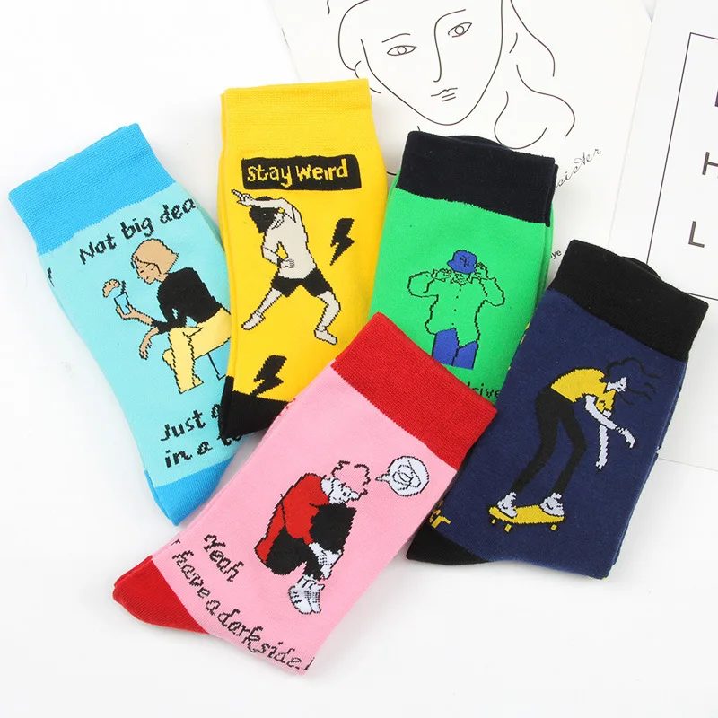 

Autumn/Winter Couples Skateboard Socks Creative Doodle letters Art Harajuku Hip Hop Streets Tide Sox Colorful Fashion Trend Sock