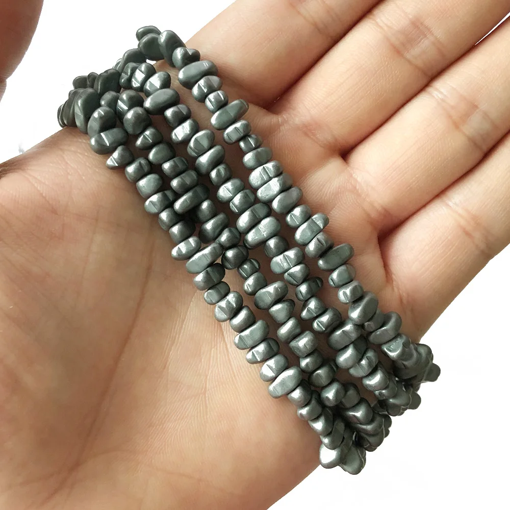 Matte Irregular Gravel Shape Hematite Spacers Beads For Jewelry Making Natural Stone Diy Bracelets Necklace 15.5\'\' Accessories