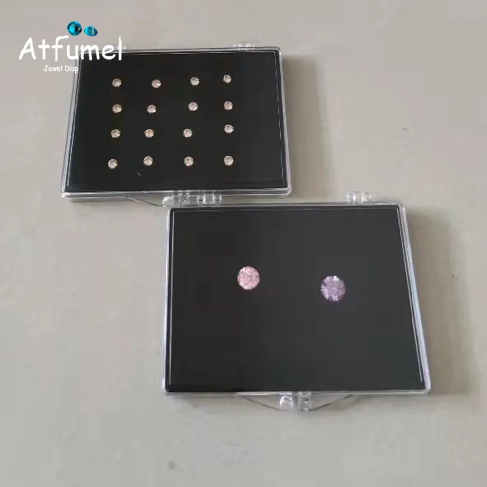 Gems Jewelry Display Box Diamond Organizer Gemstone Teaching Specimen Packaging Box Clear Earrings Stone Gems Storage Boxes