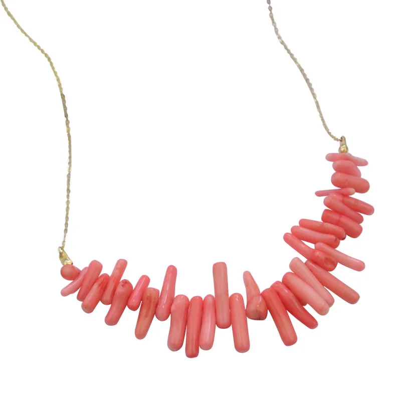 Fashion Jewelry Dainty Chain Red Pink Coral Statement Necklace For Women