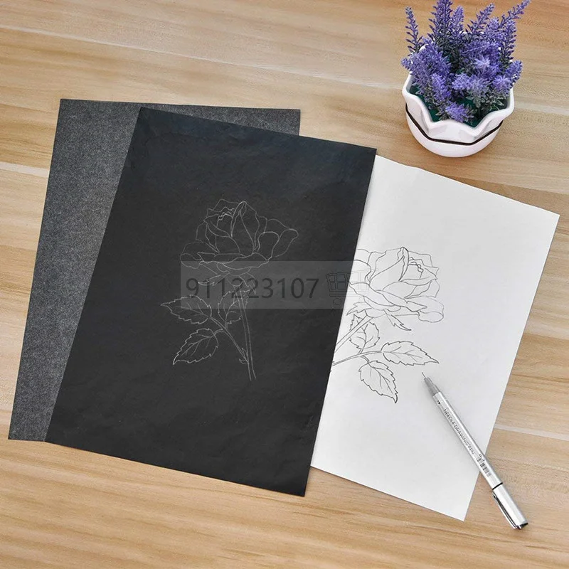 100Pcs/Set Black A4 Copy Carbon Paper Painting Tracing Paper Graphite Painting Reusable Painting Accessories Legible Tracing