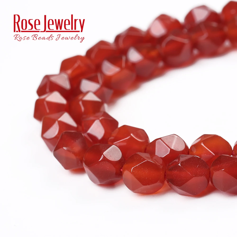 Natural Stone Multi-faceted Red Agates Carnelian Round Loose Beads 8MM Pick Size  for Jewelry Making Bracelet DIY