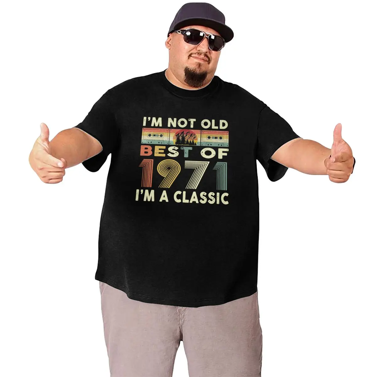 Vintage 50th Birthday Cassette T-Shirts Men Gamer 50 Years Old T Shirt Born in 1971 Big Tall Tee Shirt Plus Size 6XL Clothing