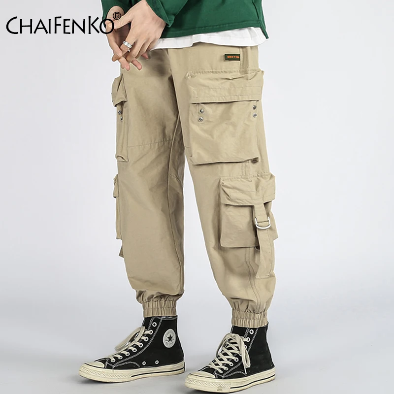 CHAIFENKO 2021 New Mens Joggers Cargo Pants Hip Hop Streetwear Multi-Pocket Loose Harem Pants Trousers Fashion Casual Pants Men