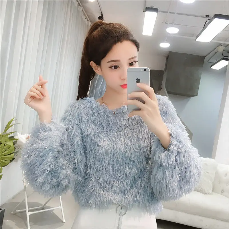 Blouse Women Autumn Tassel Sweater Loose Slim Fit Furry Top Blusas Ropa De Mujer