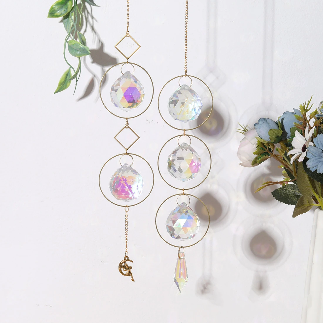 Hanging Crystal Prism Suncatcher Crystal Balls Pendant Rainbow Maker Sun Catcher Window Home Garden Decoration Party Wedding Dec