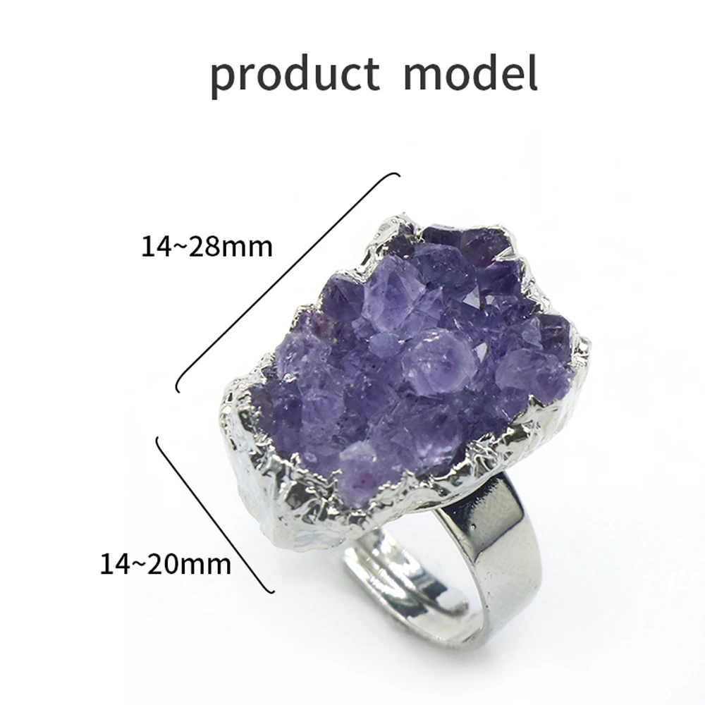 Personalized Exquisite Party Natural Stone Gem Amethyst Ring Can Make Necklace Jewelry Accessories Heart Gift for Women