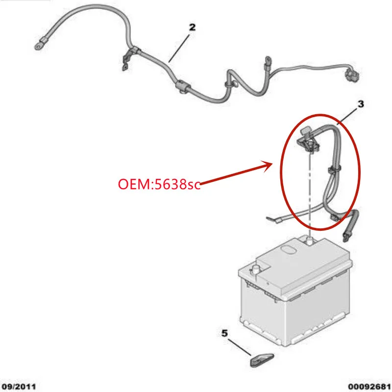 Suitable for Peugeot 307 308cc SW 408 Citroen battery new cable Battery negative wire Take the line of fire 5638SC 9661191580