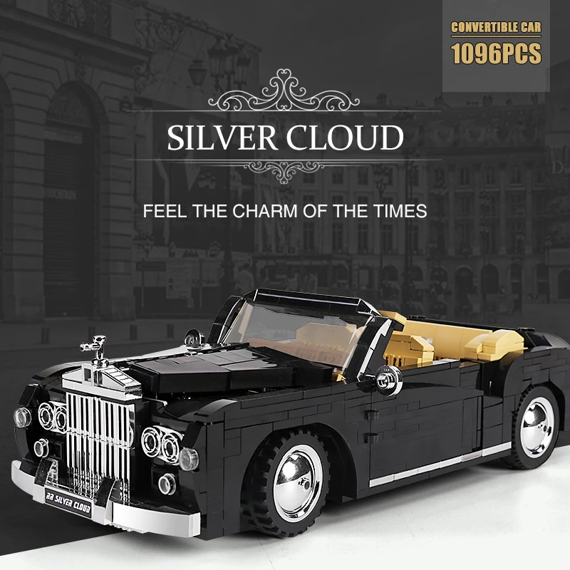 Mould King 10006 Car Toys The MOC 1964 RR Sliver Cloud Car Model Building Blocks Assembly Technical Bricks Kids Christmas Gifts