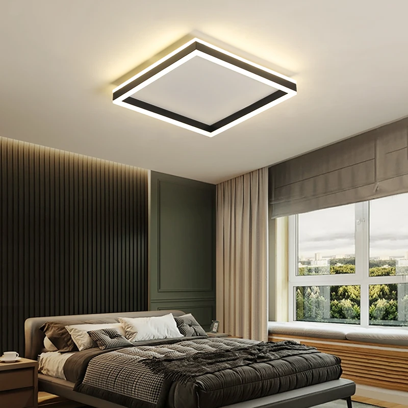 

New LED Black Ceiling Light Ultra-Thin For Bedroom Living Room Coffee Bar Kitchen Villa Auditorium Foyer Gallery Indoor Fixtures