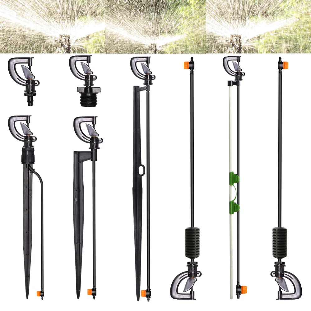 Greenhouse Adjustable Sprinkler 360° G Leaf-Typed Nozzles on Stake Sprayer Irrigation Assembly Garden Plants Lawn Watering Drip