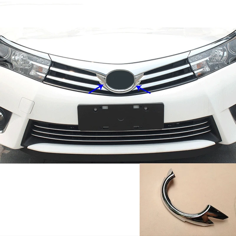 2014 2015 Car Accessories Grille Bumper Car Logo Frame Cover Trim ABS Car Front Mesh Chrome for Toyota Corolla Chromium Styling