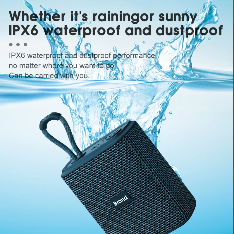 Outdoor Portable Bluetooth Speaker Mini Wireless Speakers Bass Up Technology, Support TF Card IPX6 Waterproof BT 5.0 Speaker