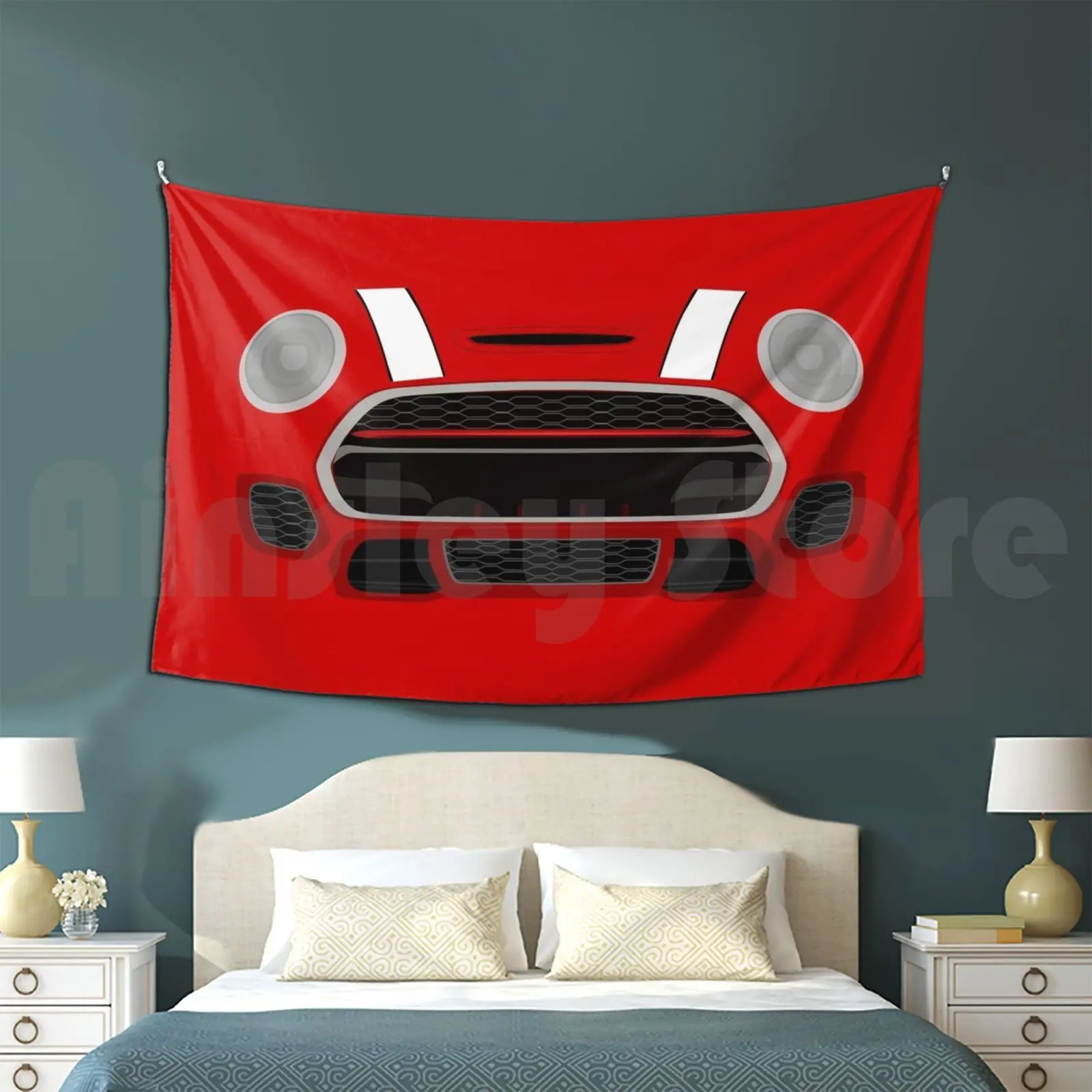 White Italian Job Customized Tapestry Mini Jcw Mini John Cooper Works John Cooper Jcw German English