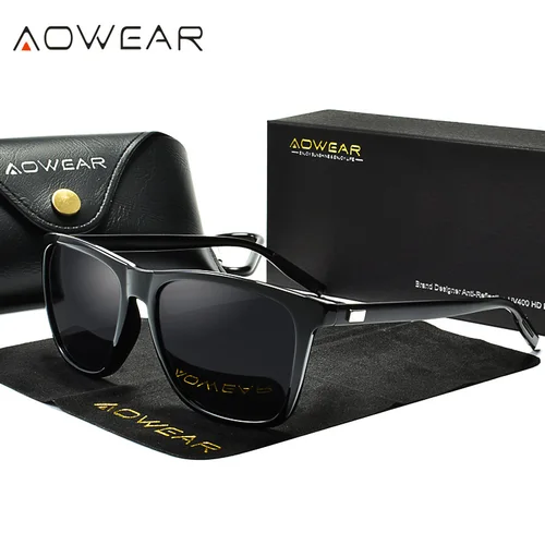 Imagen 2 del producto AOWEAR-Gafas De Sol polarizadas cuadradas clásicas para hombre y mujer, anteojos De Sol Unisex con espejo, Retro, para conducir