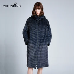 ZIRUNKING – manteau Long en fourrure de vison véritable pour femme, réversible, naturel, chaud, mode hiver, vêtements d'extérieur, zc194