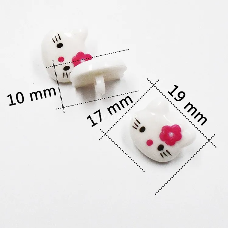 CNCRAFT 50pcs Cartoon Cat White Plastic Buttons 14mm Kids Handle Shank Sewing Scrapbooking Craft Child Handmade Button