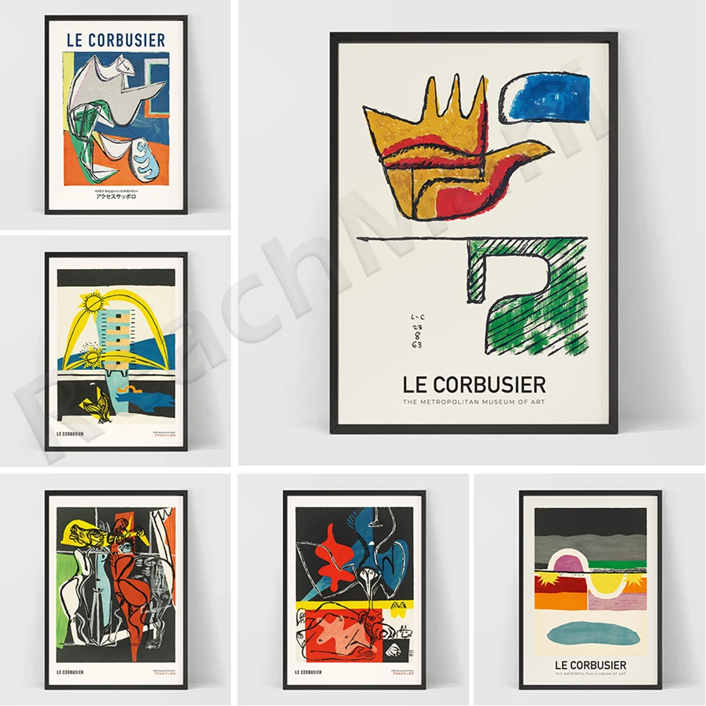 

Винтажный выставочный плакат Le Corbusier 1949/японский плакат/Corbusier Icone Wall Art/геометрический