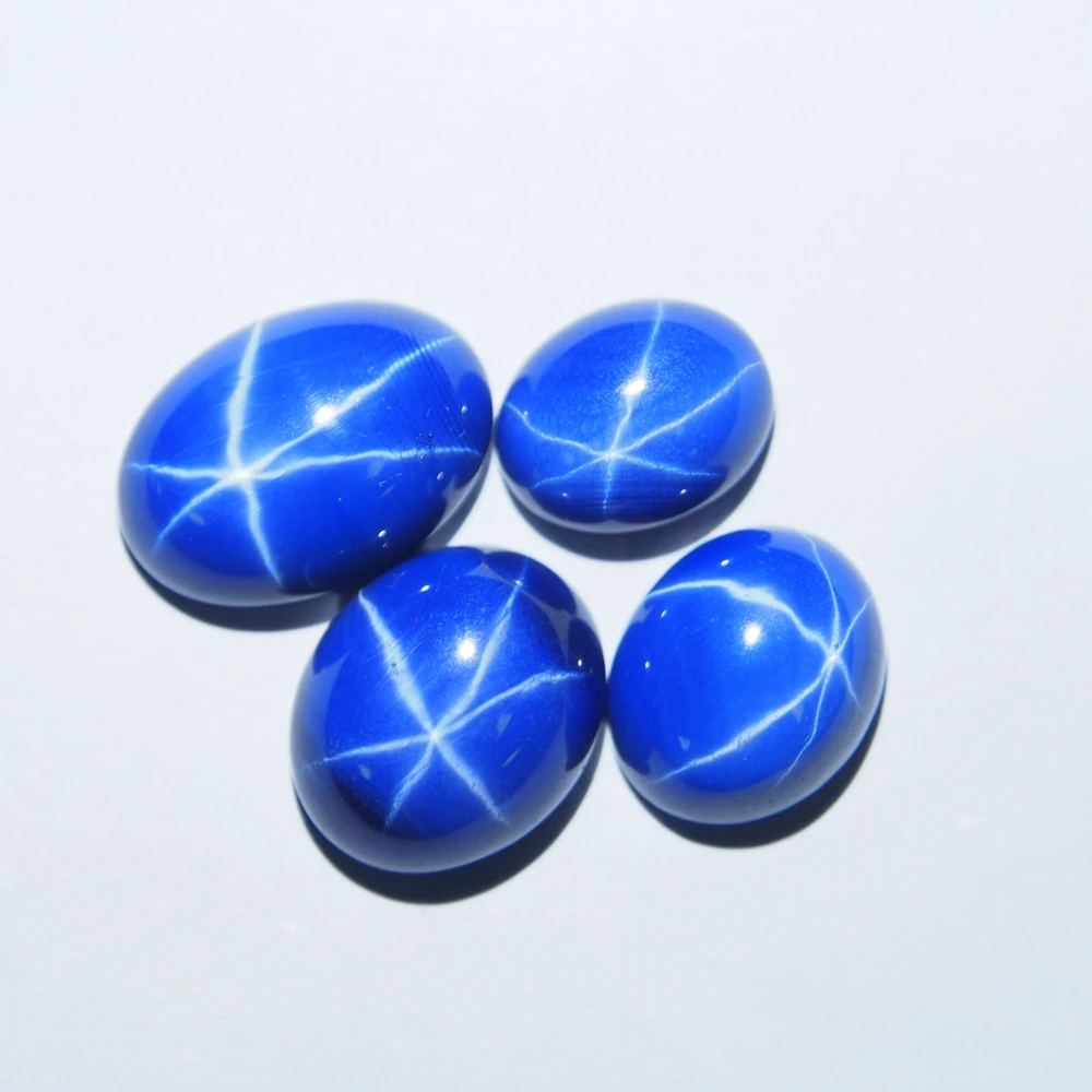 3 Piece/a lot  7 carats blue star sapphire 10*12 mm Oval Cabochon blue Star Ruby sapphire for ring necklace making