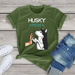 100% Cotton Husky graphic Tee Tops Husky Mom Dog Lover Girls Women Funny T-Shirt Oversized Female T Shirt unisex streetwear