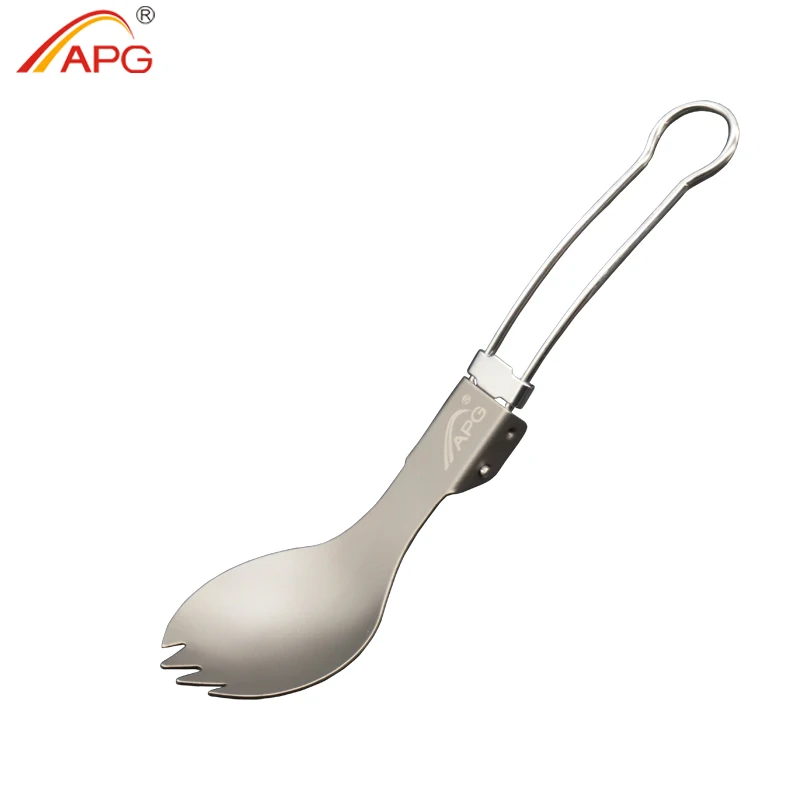 

APG Titanium Spork Folding Spoon Fork Outdoor Camping Tableware Dinner Flatware Utensil Spoon