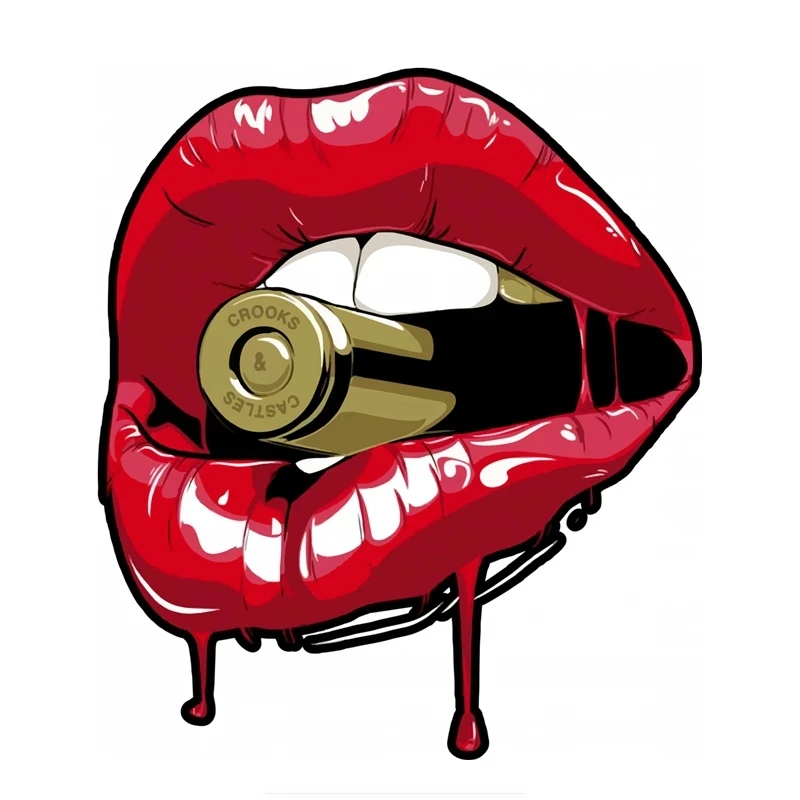 S50373# 13CM/15CM/17CM Personality PVC Decal Red Lips With Bullet Car Sticker on Motorcycle Laptop Decorative Accessories