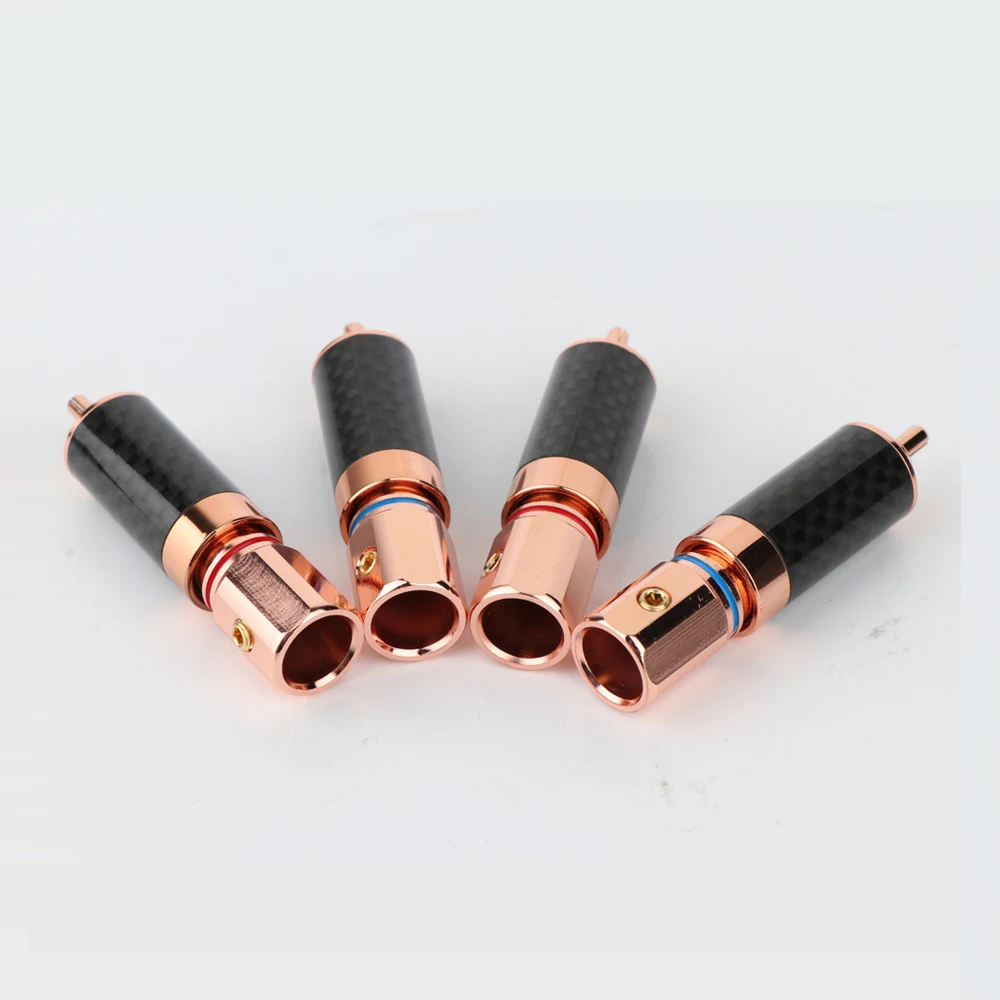 DIY 4 stücke R1741 Carbon Fiber Rose Gold Überzogene RCA Jack Stecker Solder Audio Kabel Stecker für HIFI – Detail 4