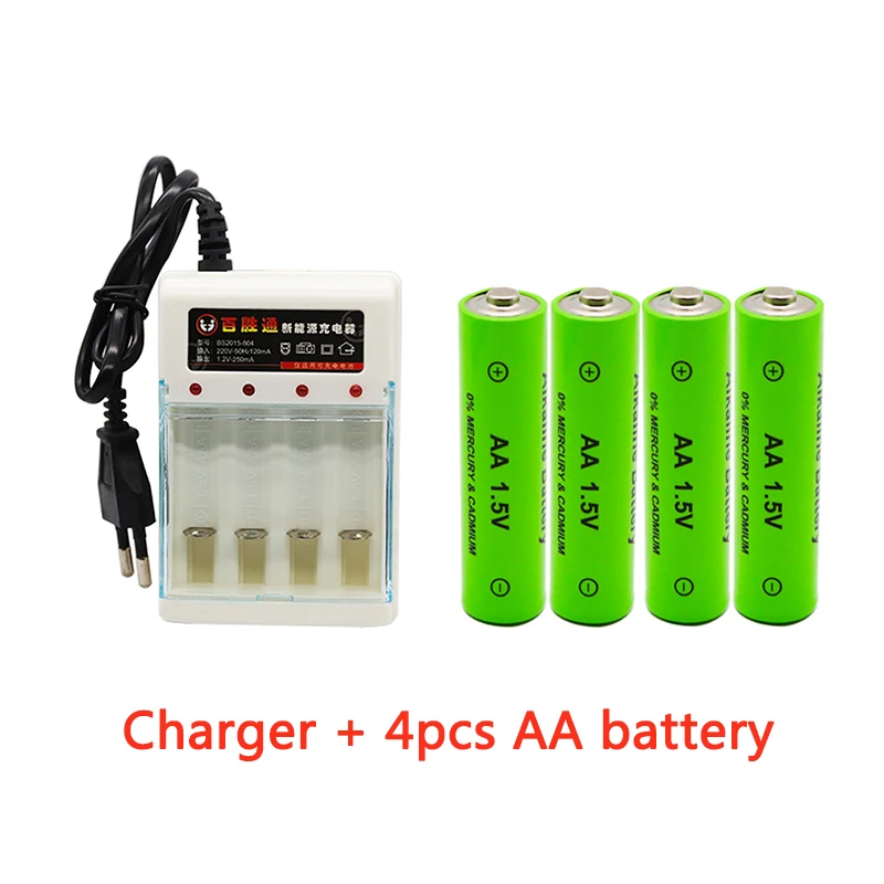 AA battery 3000mAh 1.5V alkaline AA rechargeable battery for remote control toy light battery EU plug1.2V 1.5V AA AAA charger