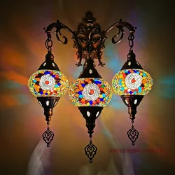 3 Heads New Mediterranean style Art Deco Turkish Mosaic Wall Lamp Handcrafted mosaic Glass romantic wall light