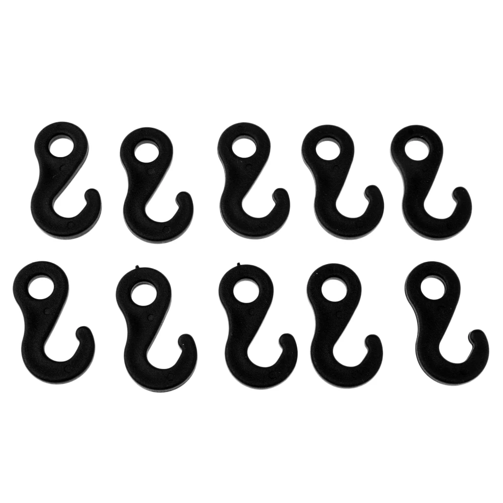 10 Pcs Plastic Bungee Shock Cord Hook Hooks End for Elastic Rope Strapping Tape - Multipurpose,Bungee Cord Karabiner Hook