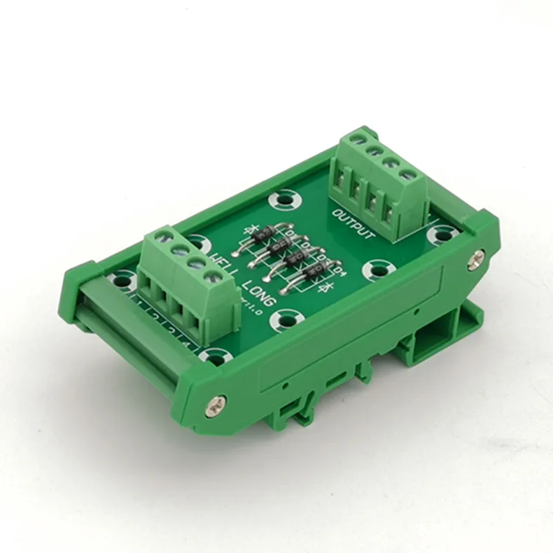 DIN rail mountable 4 Channel Diode Protection Terminal Block IN4007 1A/1200V Diode Terminal Block.