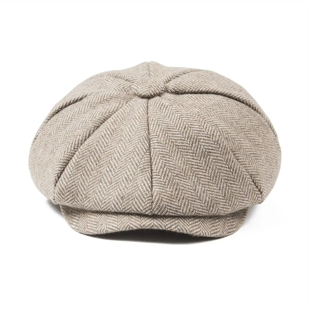 JANGOUL Small Size Baker Boy Cap Wool Blend Newsboy Caps Boy Girl Men Women Herringbone Flat Hat Driver Gatsby Hats Cabbies 001