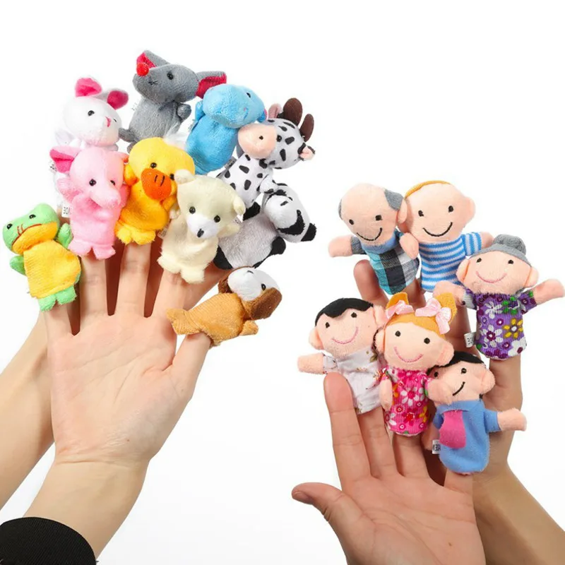 Cartoon Dier Familie Finger Puppet Zachte Pluche Speelgoed Rollenspel Vertellen Verhaal Doek Pop Educatief Speelgoed Voor Kinderen Gift