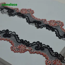 15Yards/lot 3cm Wide Red~Black Mixed Wavy Floral Venise Lace Trim with Design for Wedding Bridal,Garment Decoration20200104