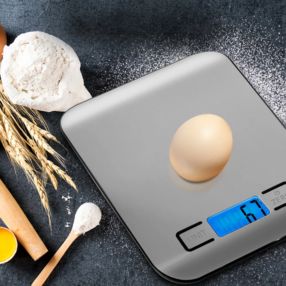 Rechargeable Kitchen Scale LCD Display Stainless Steel Electronic Scales Home Jewelry Food Snacks Weighing Baking Tools