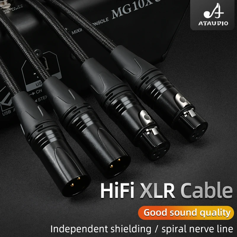 ATAUDIO Hifi XLR Kabel Hohe Qualität 6N OFC Mikrofon Sound Kabel Stecker XLR Verlängerung Kabel für Audio Mixer Verstärker 4