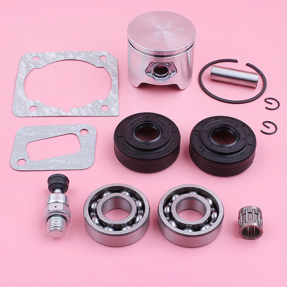 44mm Piston Kit For Husqvarna 350 Crank Bearing Oil Seal Decompression Valve Gasket Needle Bearing Chainsaw Replace Part