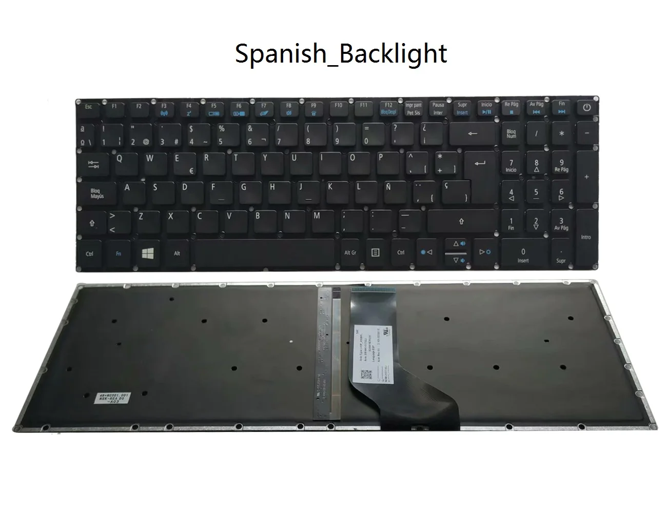 Teclado para portátil Acer Aspire, ruso/estadounidense/británico/español/Latino/alemán, para E5-573, E5-573T, E5-573G, E5-573TG, E5-523, E5-523G