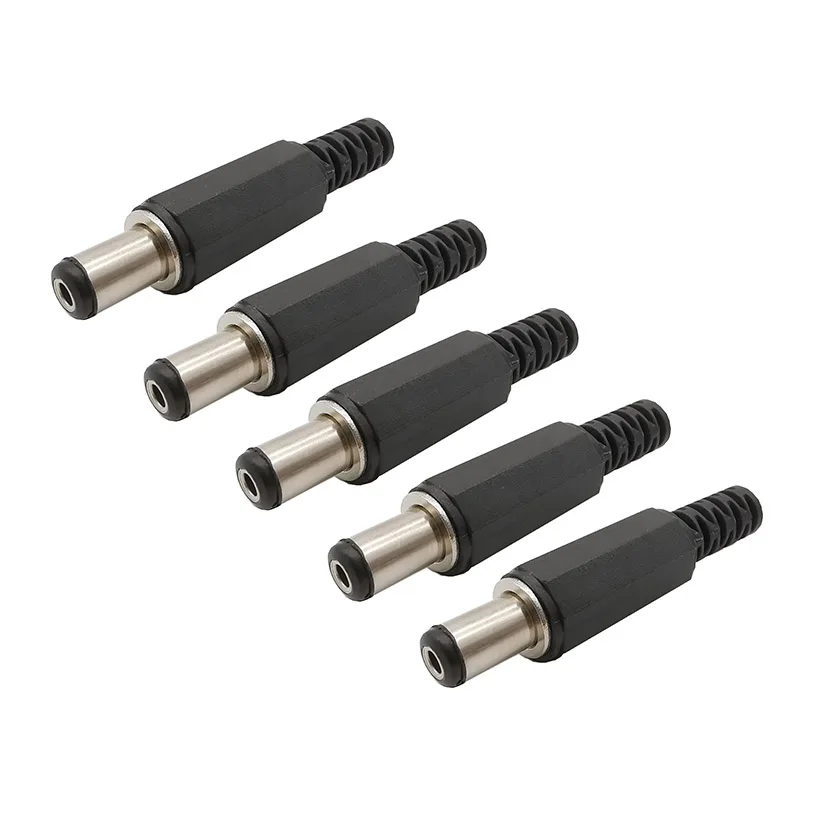 Adaptateur de prise mâle d'alimentation CC, connecteur noir, soudure, 5.5x2.1mm, 5.5x2.1mm, 5 pièces, 10 pièces