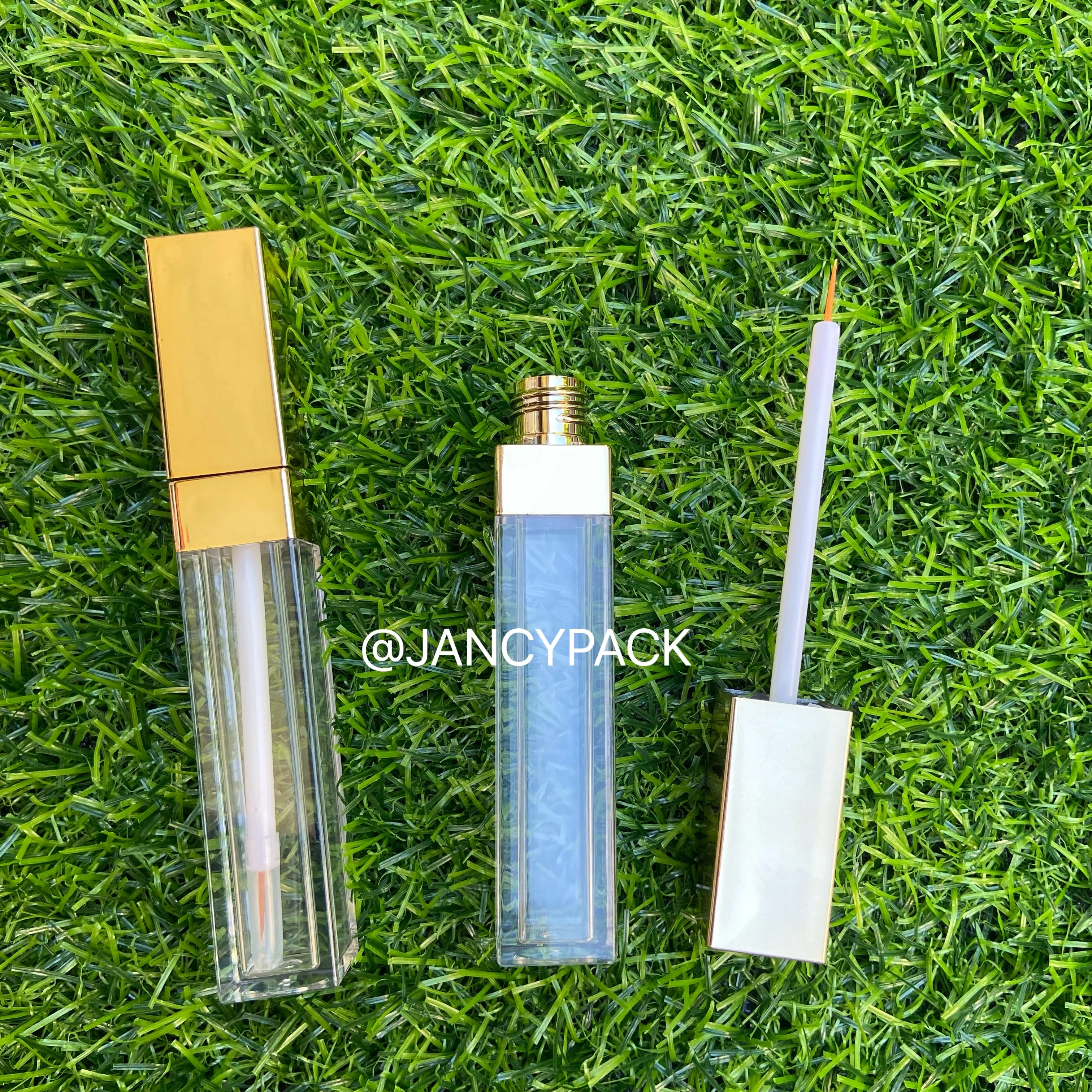 5ML Transparent Empty Eyelash Cream Container Bottle Gold Square Empty Eyelashes Glue Refillable Bottle DIY Refillable Tubes