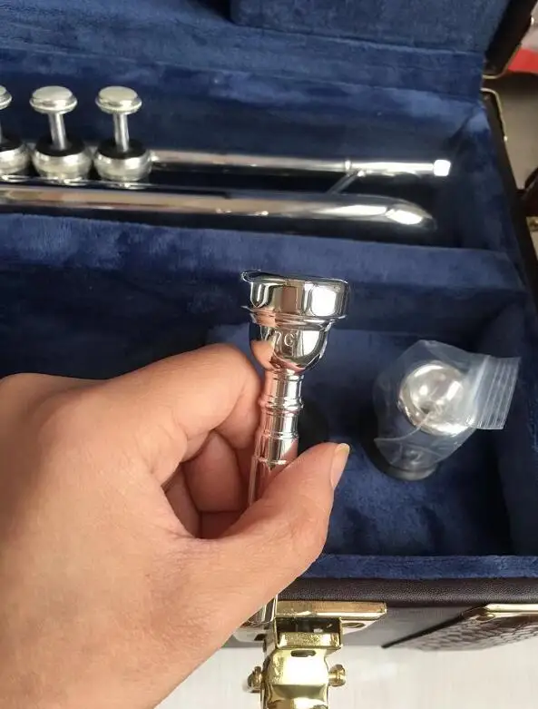 Original high quality Trumpet Model 37 Silver Plated LT180S-37 Trumpete trompete with Original Blue Case free Shipping