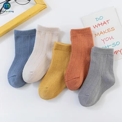 Miaoyoutong-Children's Cotton Striped Floor Socks, bebê, crianças, criança, meninos, meninas, quente, outono, inverno, roupas, 5 pares por lote