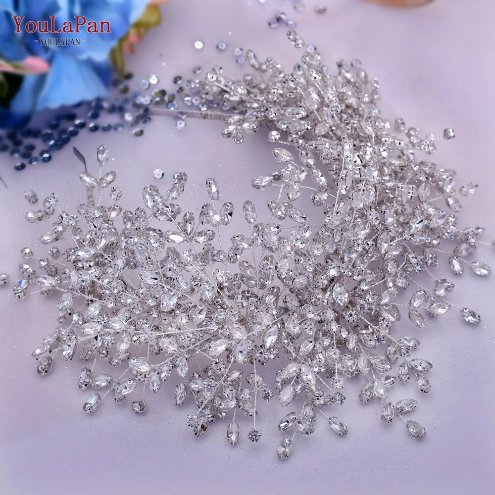 YouLaPan Luxury Headpiece for Bride Rhinestone Crown Wedding Tiaras Bridal Hair Accessories Women Tiara Pageant Headband HP385