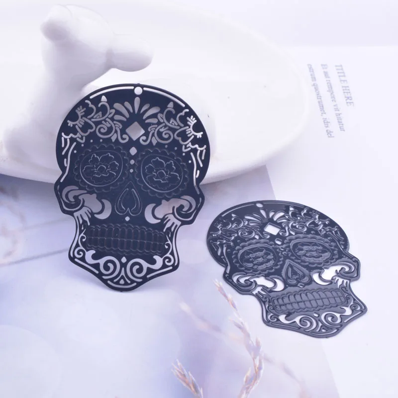 30 Stück AB6070 34*46mm Große Totenkopf-Anhänger Rosa-Korallen-Charm Schmuckzubehör für Ohrringe Halloween-Schmuckherstellung – Detail 13